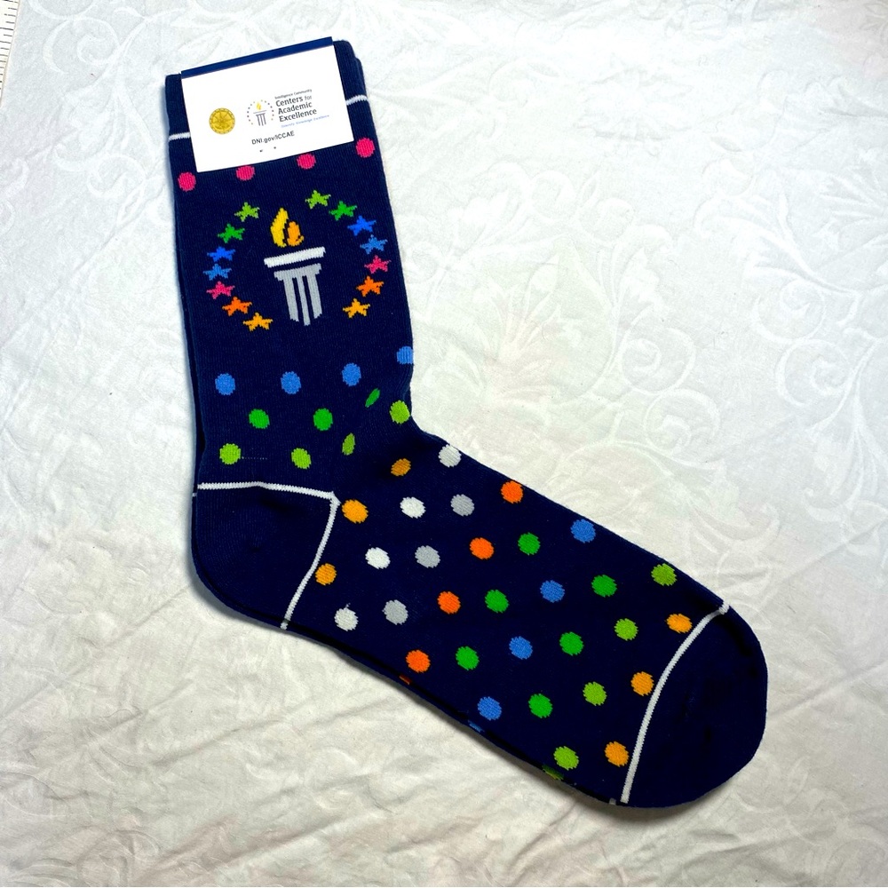 Centers for Academic Excellence DNI Community Government Polka Dot Socks Quirky